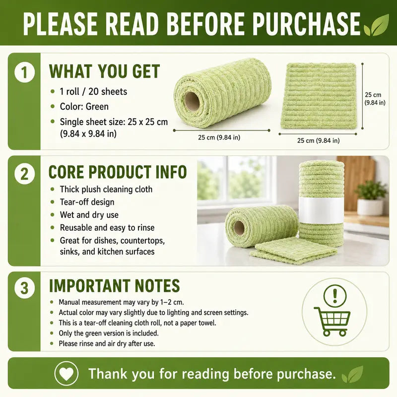 Thick Tear-Off Reusable Absorbent Kitchen Wipes (Original)