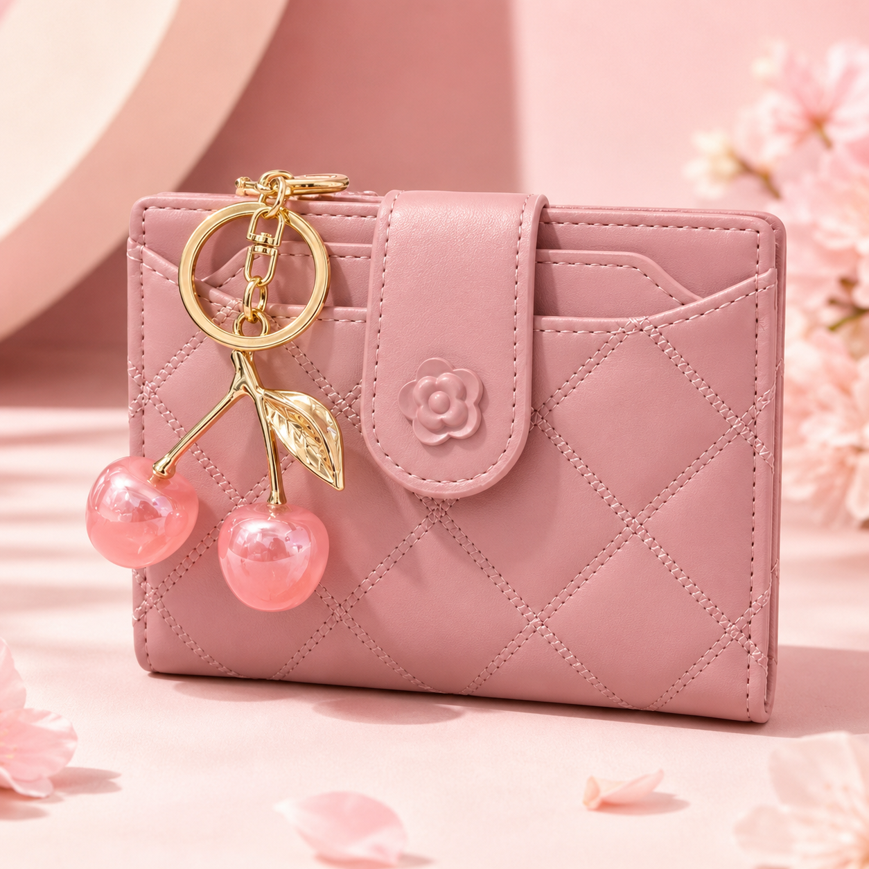 Cute Cherry Quilted Wallet 🍒✨