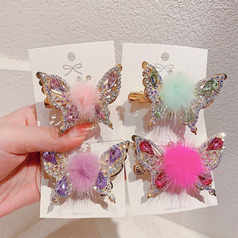 ๐ฆโจ Fluffy Butterfly Hair Clips โ Sparkly & Adorable! โจ๐ฆ
