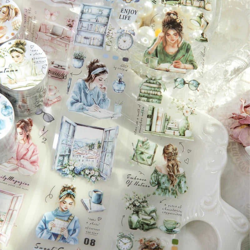 Aesthetic Girl Life Sticker Sheet 🌿✨