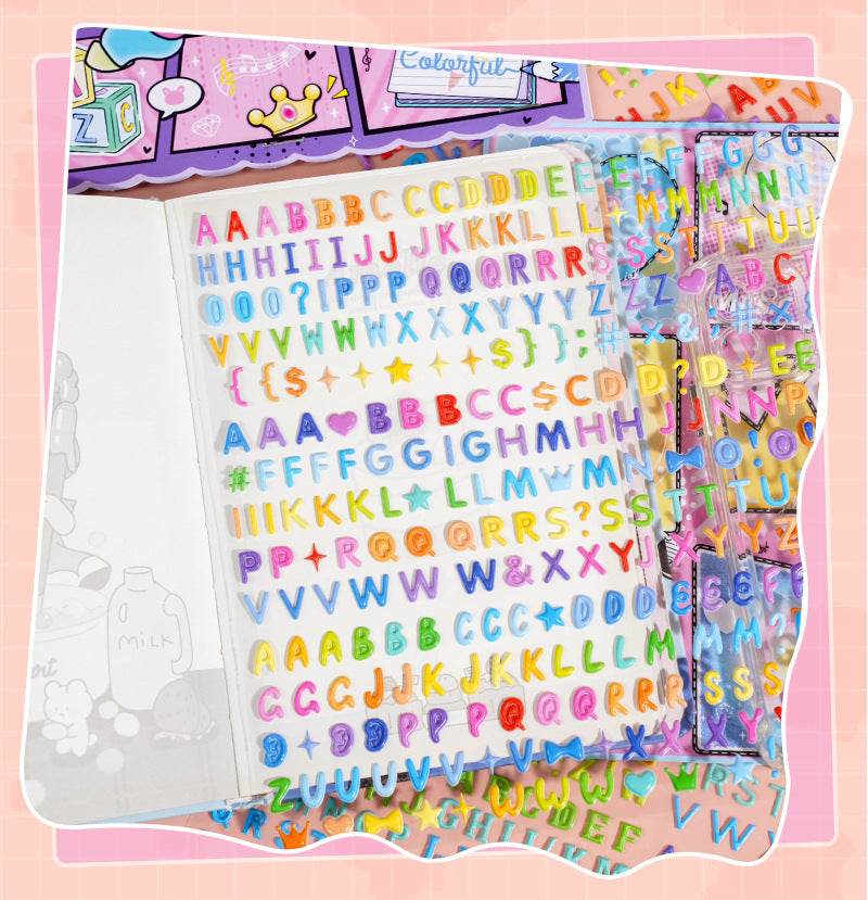 Kawaii Alphabet Puffy Sticker Set