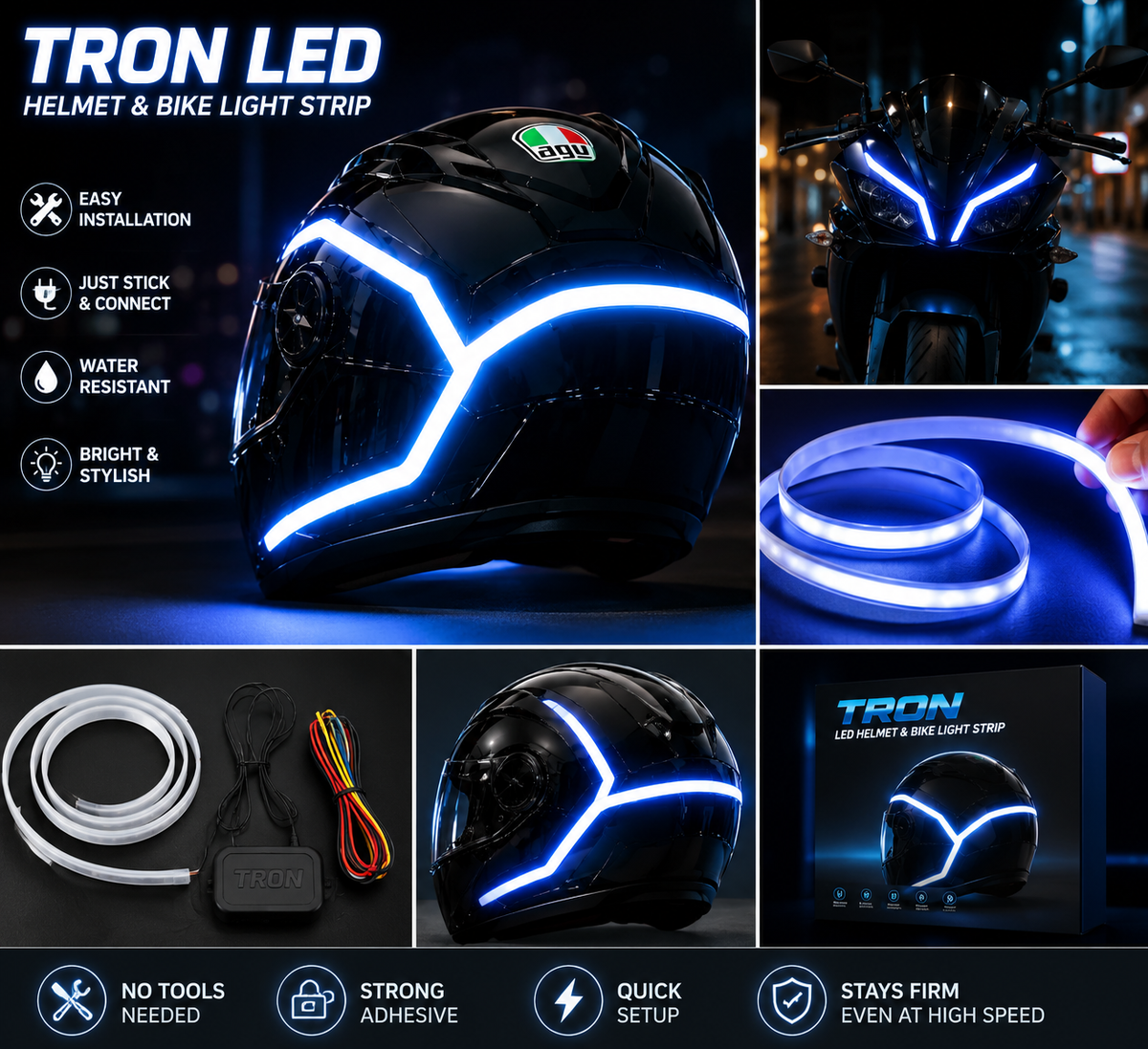 ⚡ Neon Rider LED Helmet Lights