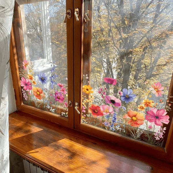 💐Colorful Floral Bouquet Window Sticker🖼️(Cut to size freely) – Buyo.pk