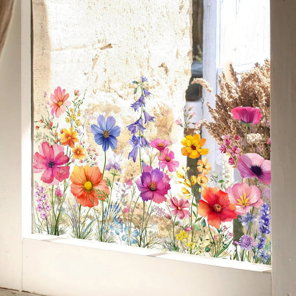 💐Colorful Floral Bouquet Window Sticker🖼️(Cut to size freely)