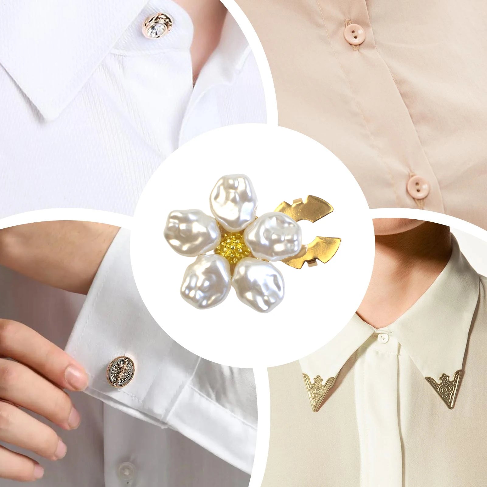Faux Pearl Blouse Button Covers