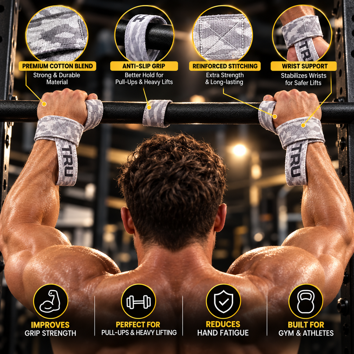 Premium Gym Lifting Straps – Anti-Slip Grip & Wrist Support for Heavy Weightlifting