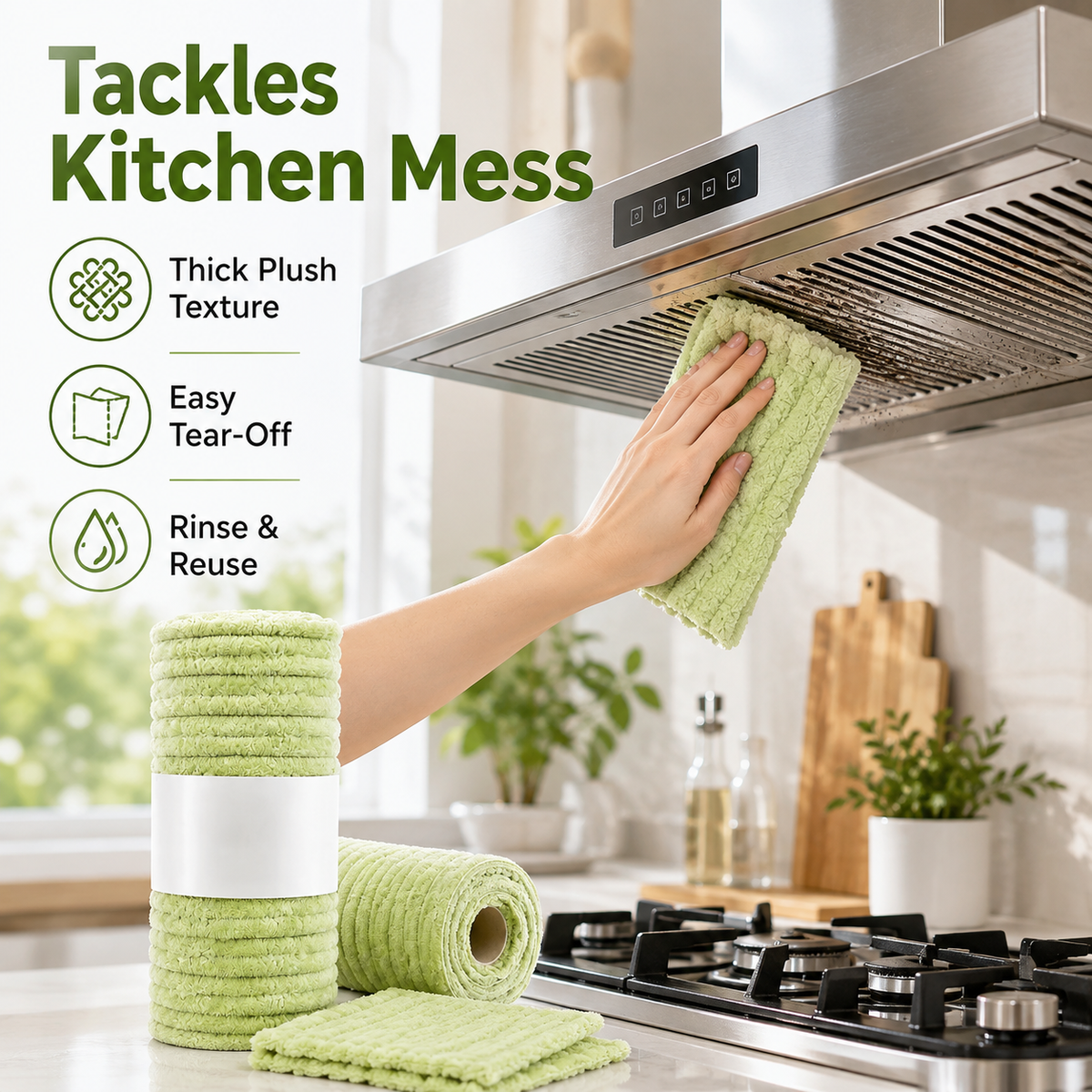 Thick Tear-Off Reusable Absorbent Kitchen Wipes (Original)