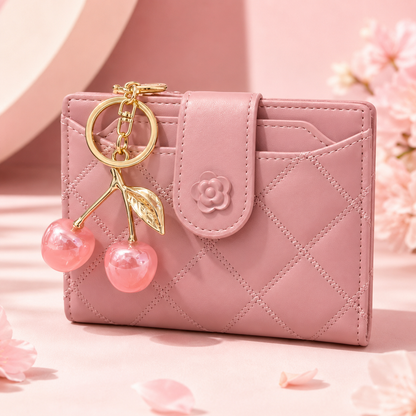 Cute Cherry Quilted Wallet 🍒✨