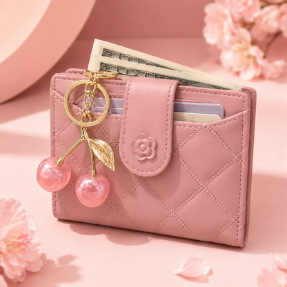 Cute Cherry Quilted Wallet 🍒✨