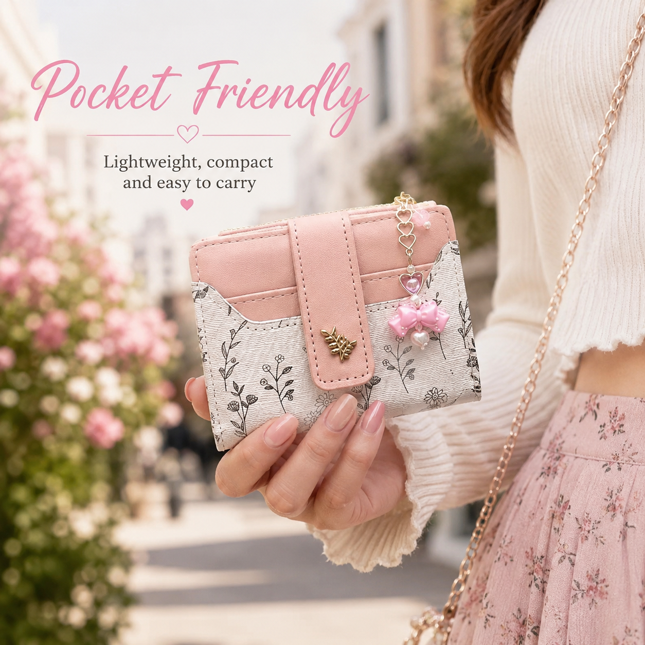 🌸 Aurelia Floral Charm Mini Wallet