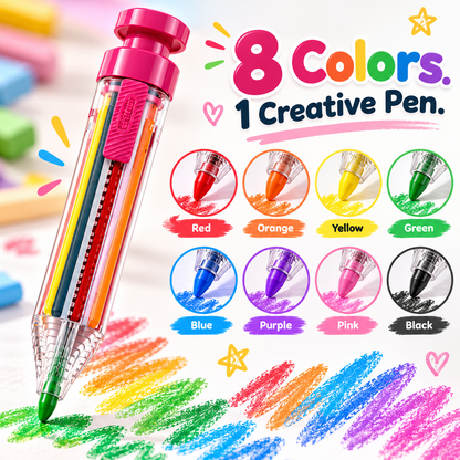 8-in-1 Retractable Multicolor Crayon Pen 🖍️✨