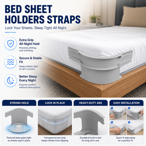 Heavy Duty Bedsheet Corner Tightener Clips with Lock Strips (Original)