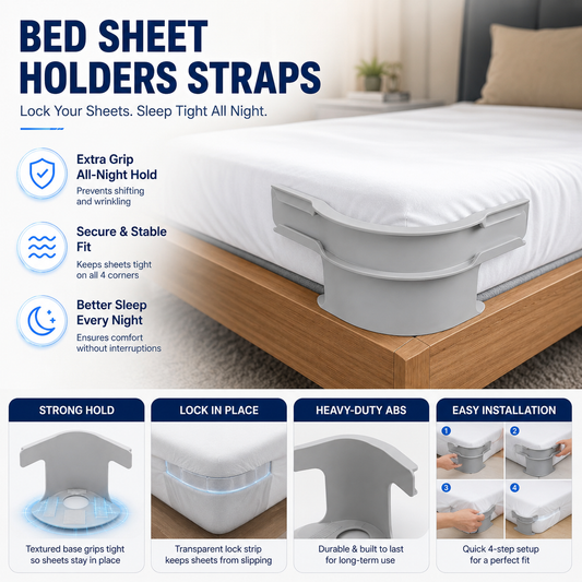 Heavy Duty Bedsheet Corner Tightener Clips with Lock Strips (Original)