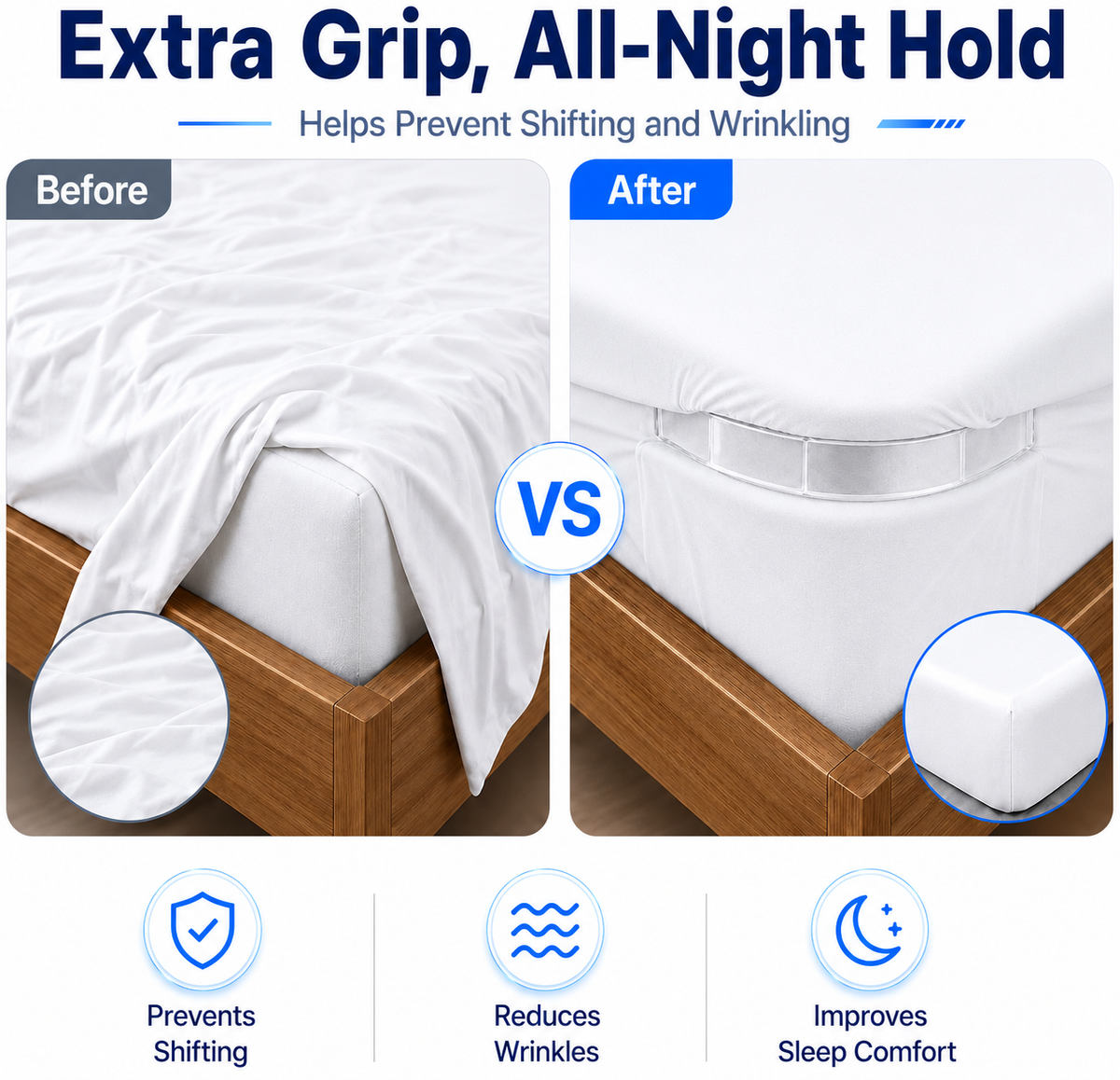 Heavy Duty Bedsheet Corner Tightener Clips with Lock Strips (Original)