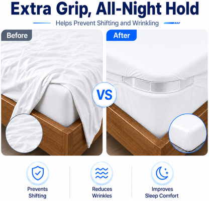 Heavy Duty Bedsheet Corner Tightener Clips with Lock Strips (Original)