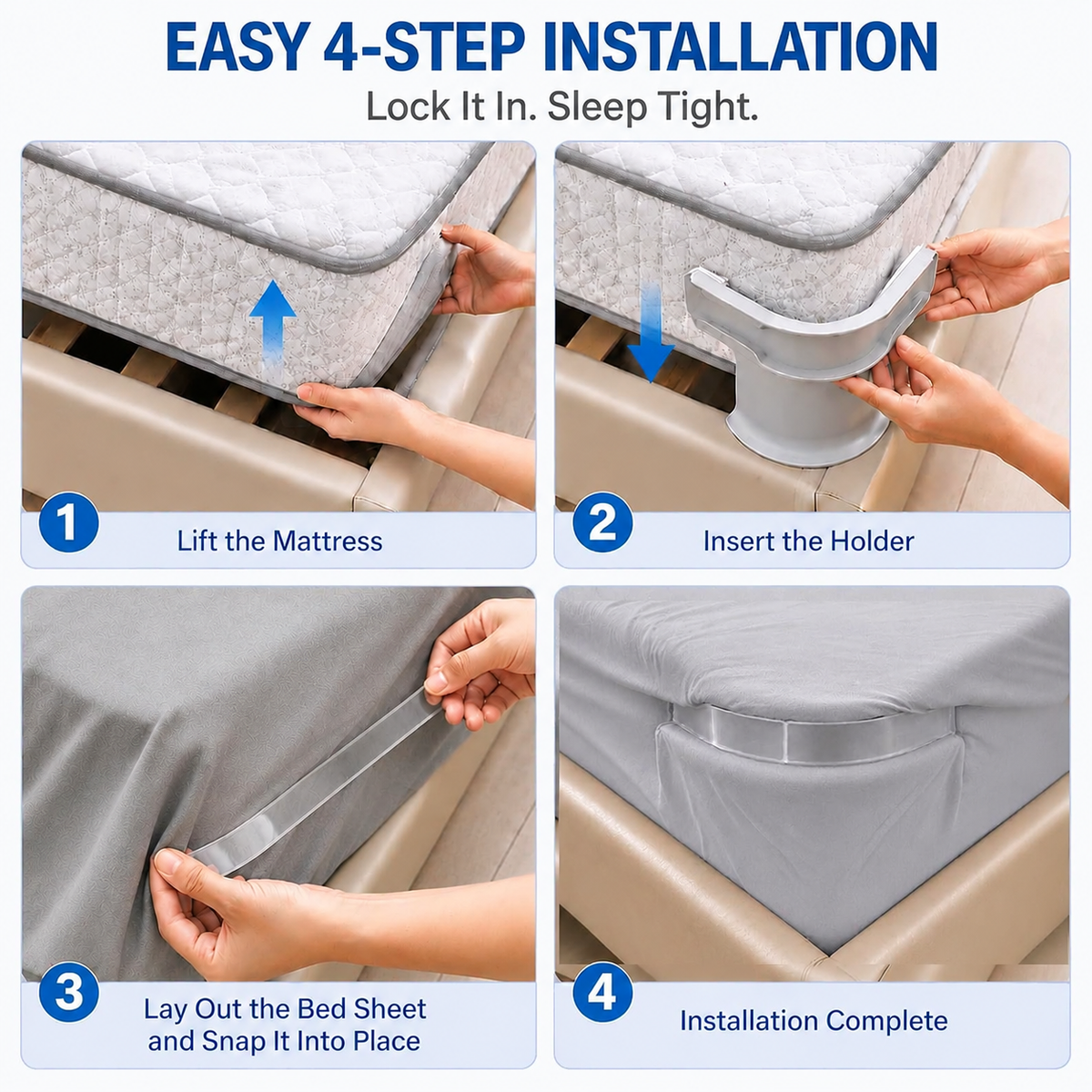 Heavy Duty Bedsheet Corner Tightener Clips with Lock Strips (Original)