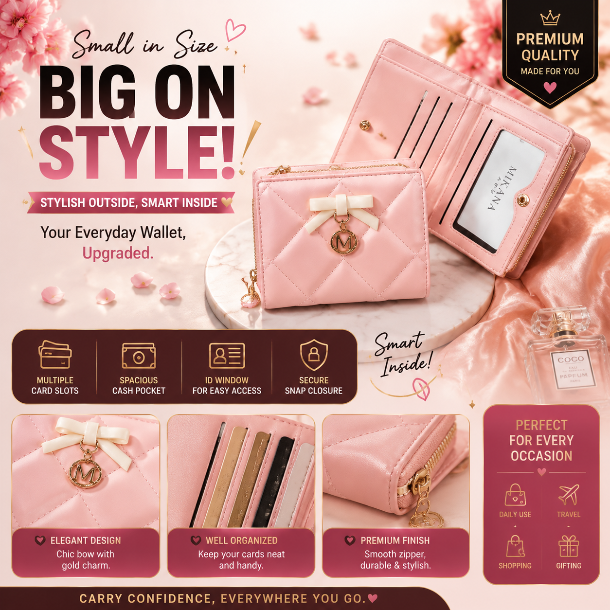 🎀 Elegant Quilted Women’s Wallet