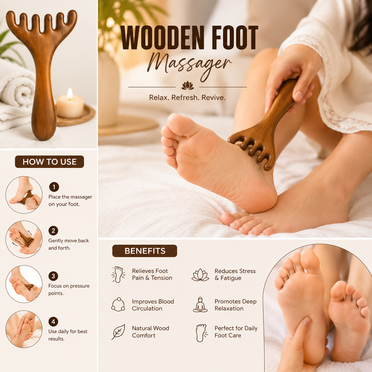 ✨ Natural Wood Body & Foot Massager