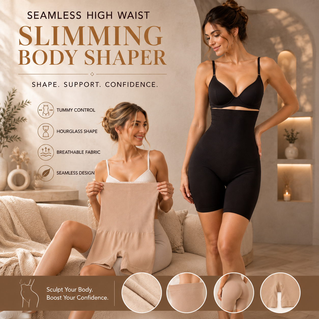 Seamless High Waist Slimming Body Shaper 🌿💖