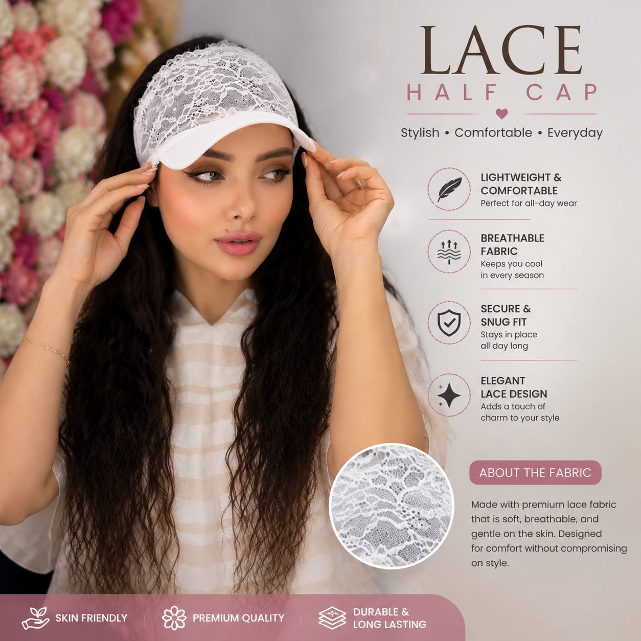 🌺 Lace Beauty Protection Cap