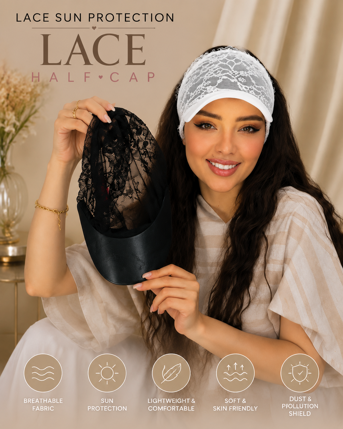 🌺 Lace Beauty Protection Cap