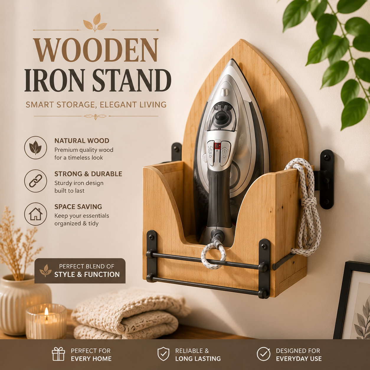 Wooden Iron Stand ✨