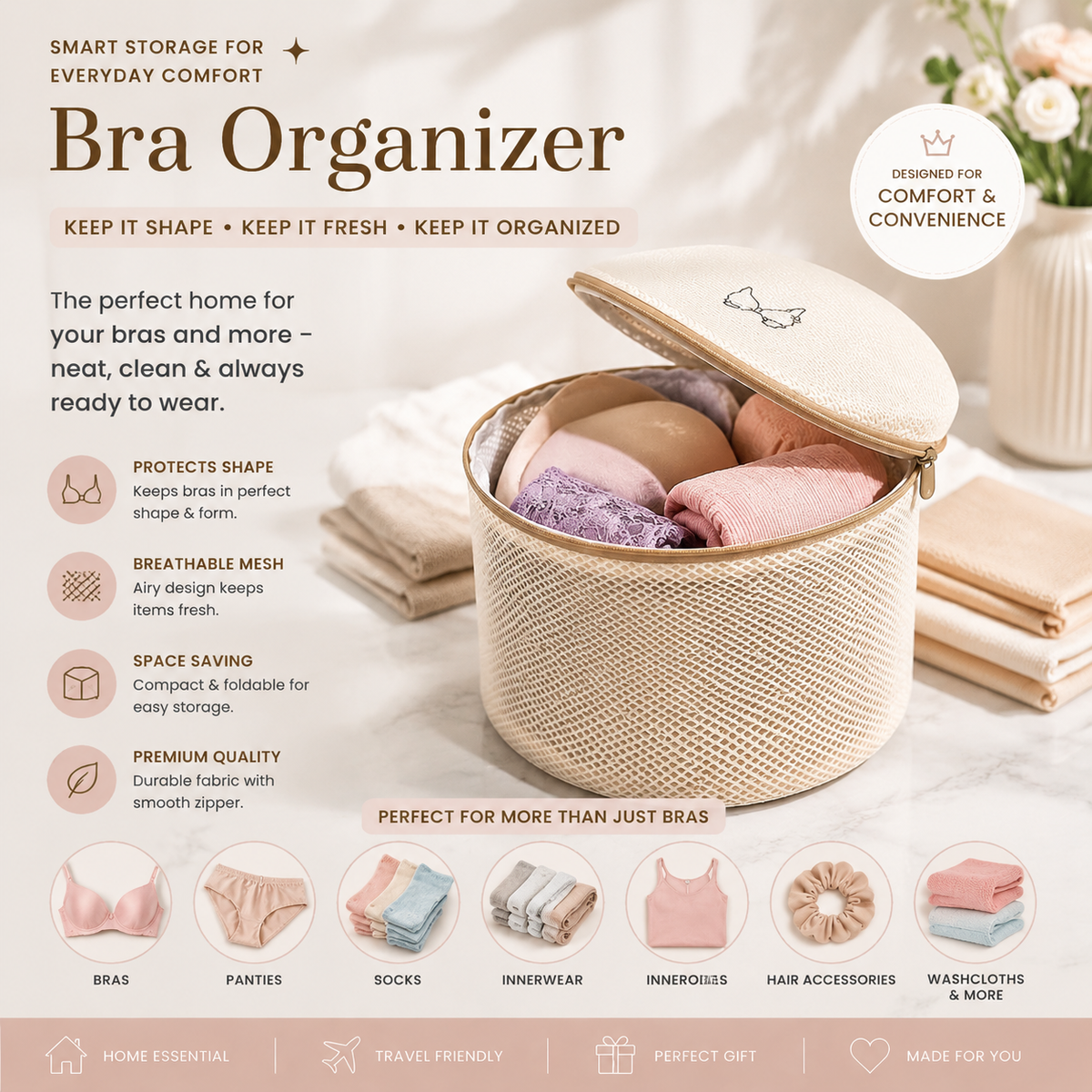 🩷 Bra & Lingerie Organizer Storage Bag