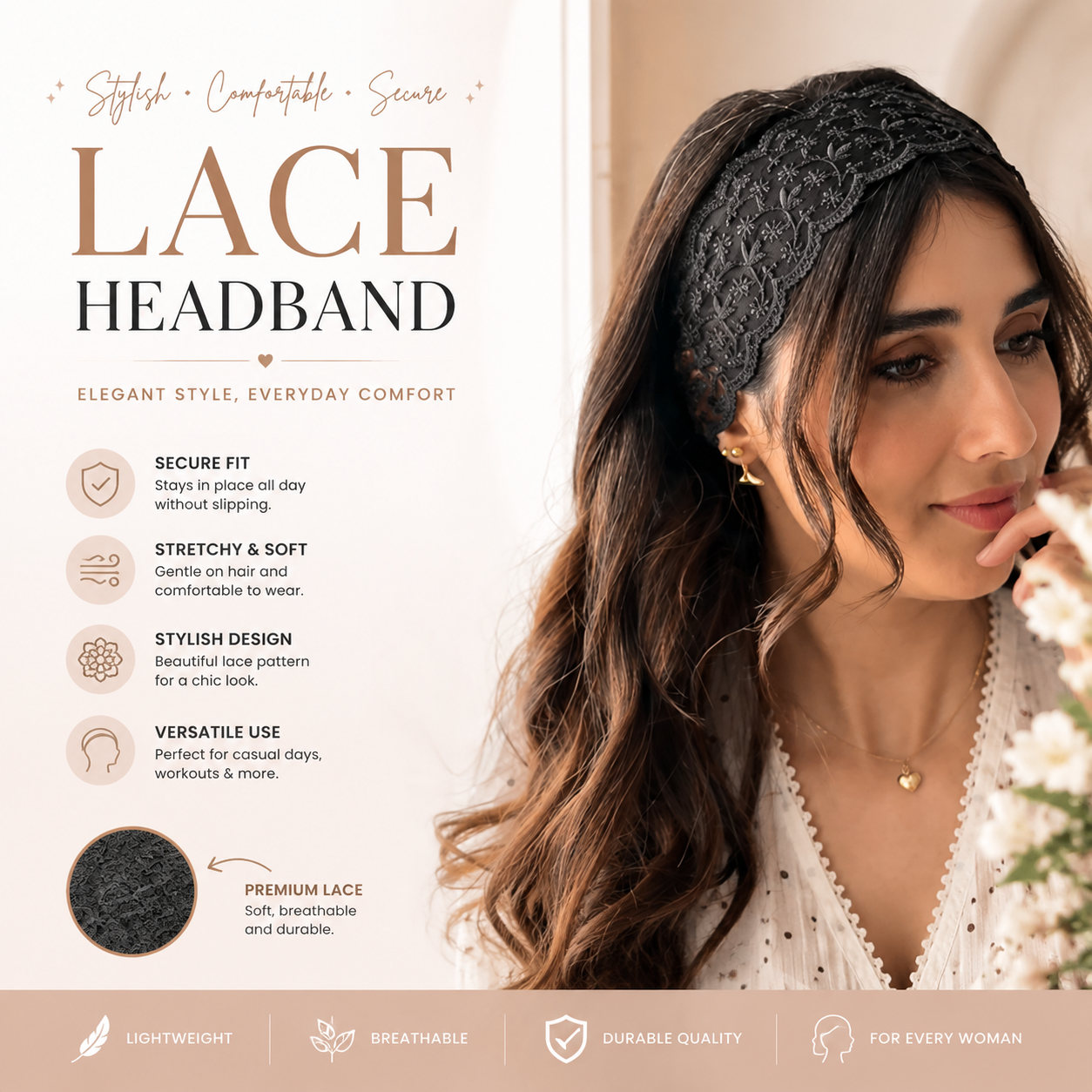 🎀 Premium Lace Headband ✨