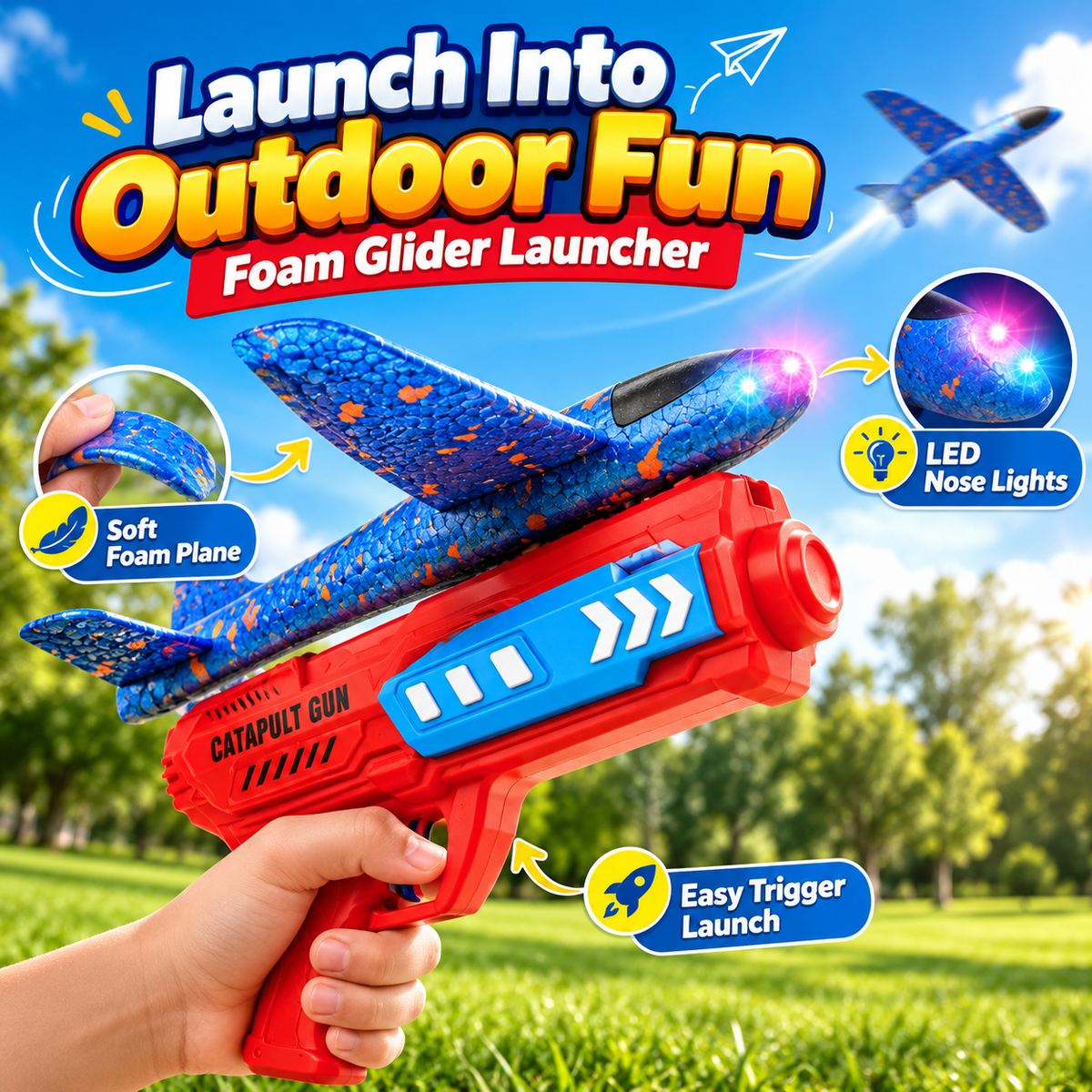 Catapult Airplane Launching Glider Gun For Kids