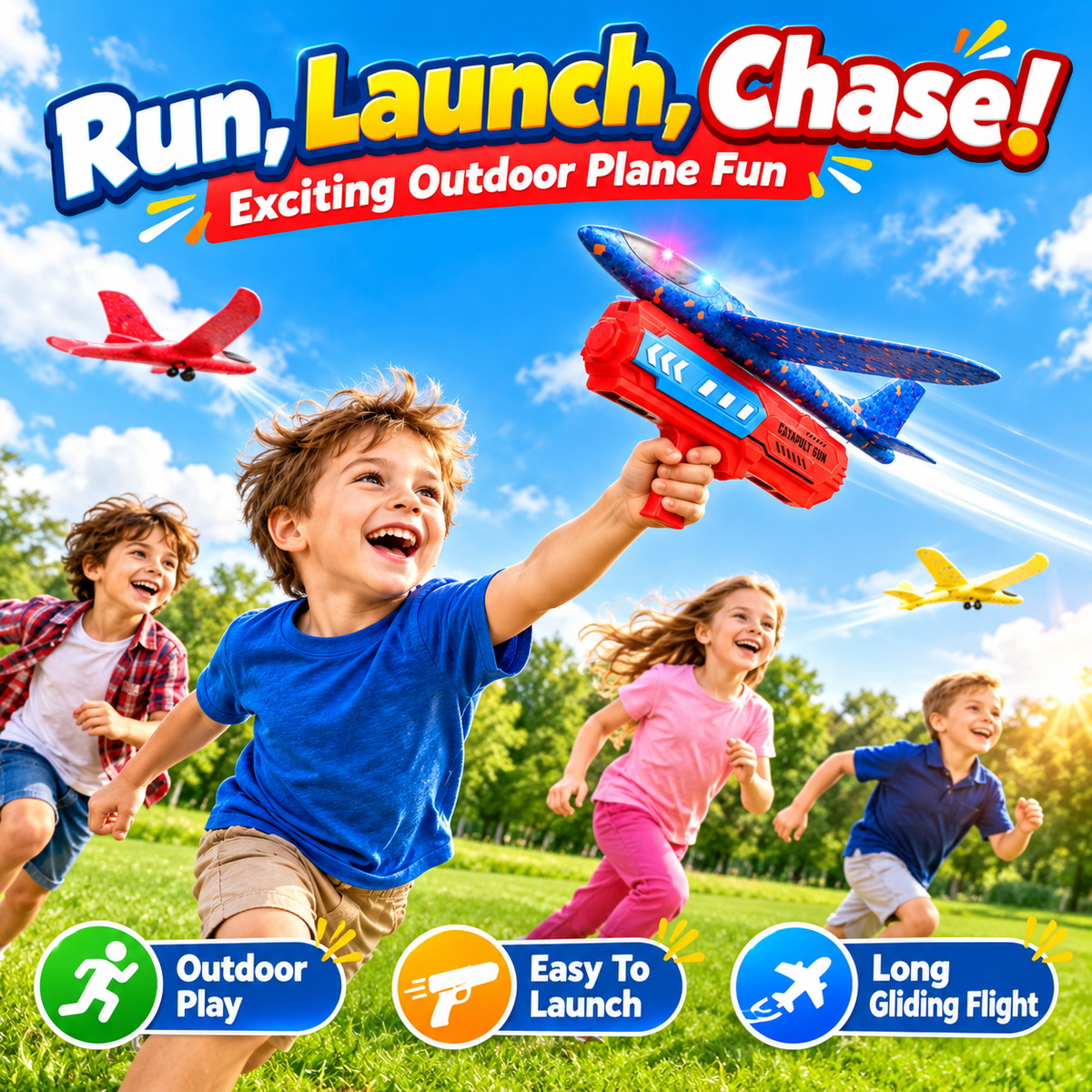 Catapult Airplane Launching Glider Gun For Kids