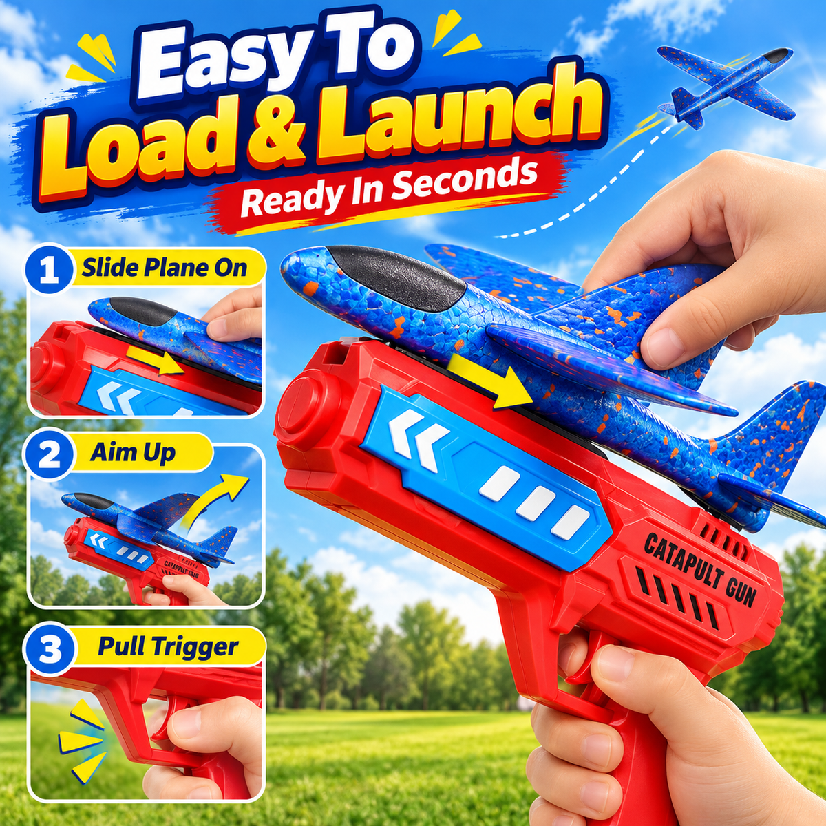 Catapult Airplane Launching Glider Gun For Kids