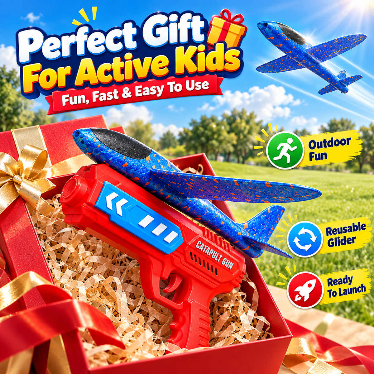 Catapult Airplane Launching Glider Gun For Kids