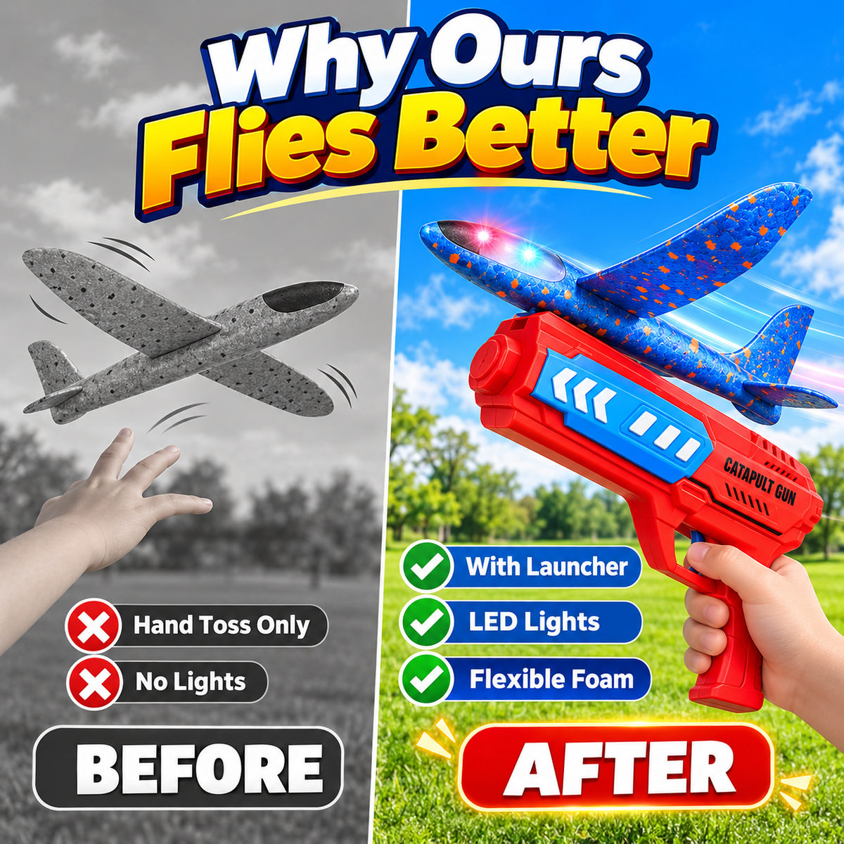 Catapult Airplane Launching Glider Gun For Kids