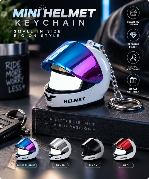 🏍️ Mini Helmet LED Keychain ✨