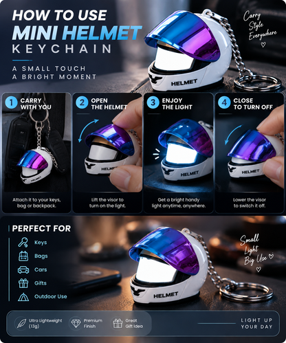🏍️ Mini Helmet LED Keychain ✨