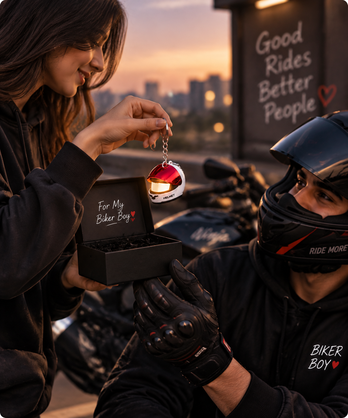 🏍️ Mini Helmet LED Keychain ✨