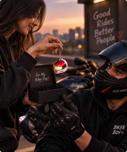 🏍️ Mini Helmet LED Keychain ✨