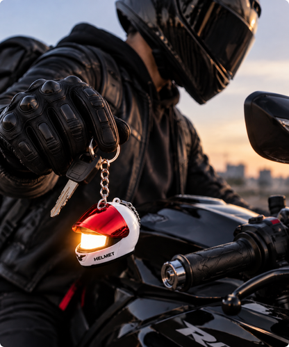 🏍️ Mini Helmet LED Keychain ✨