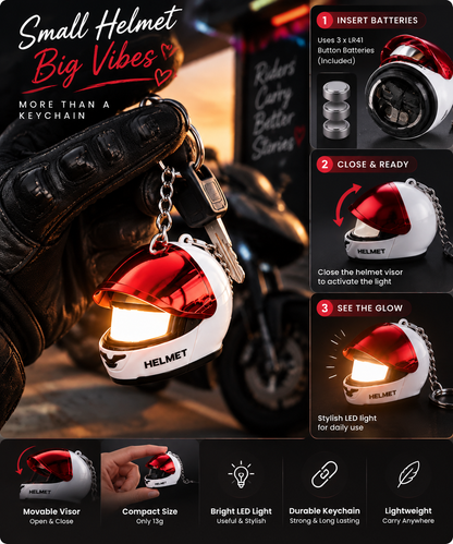 🏍️ Mini Helmet LED Keychain ✨