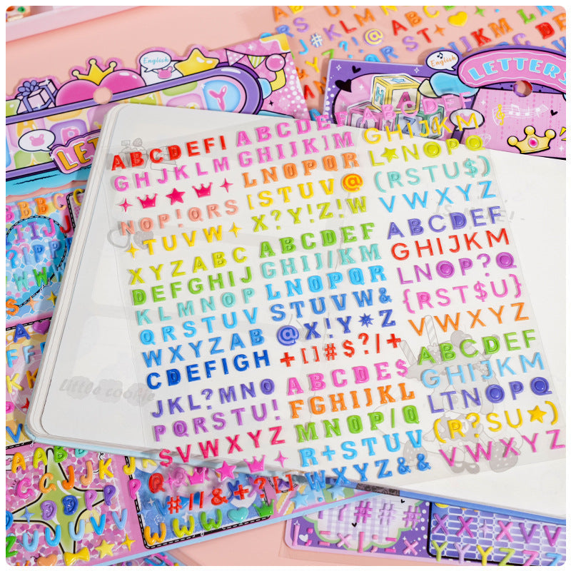 Kawaii Alphabet Puffy Sticker Set