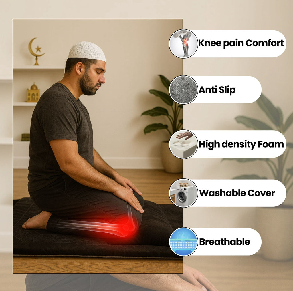 Sajood Relief Prayer Mat – Extra Large Islamic Rug for Knee & Joint Support