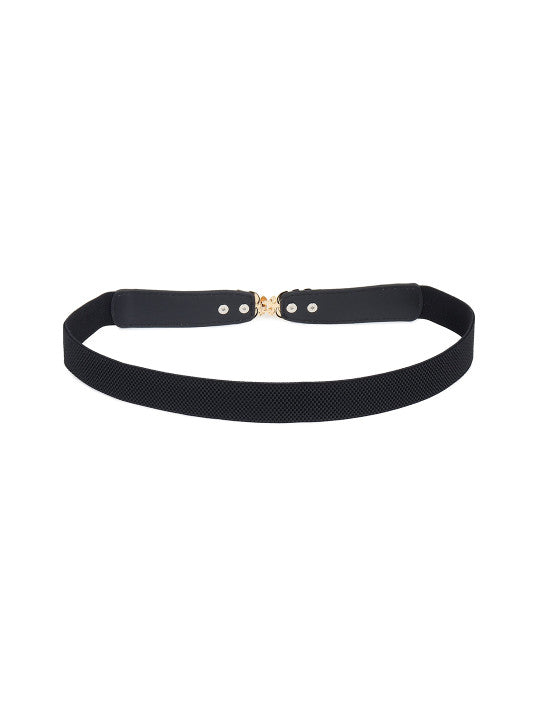 Women Black Waist Belt with Metal Leaf 🖤