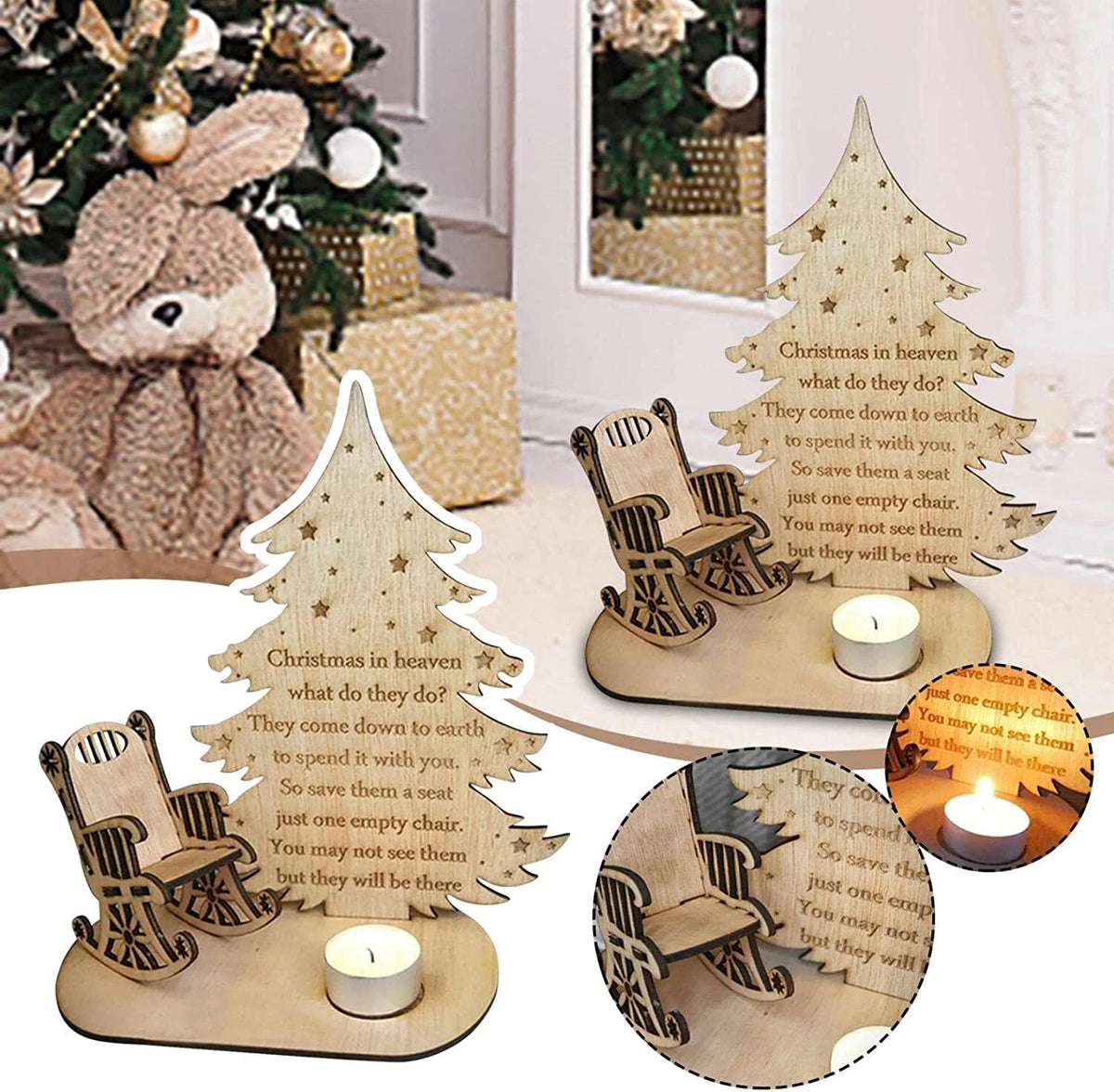 🎄 Wooden Tree Candle Holder Decor