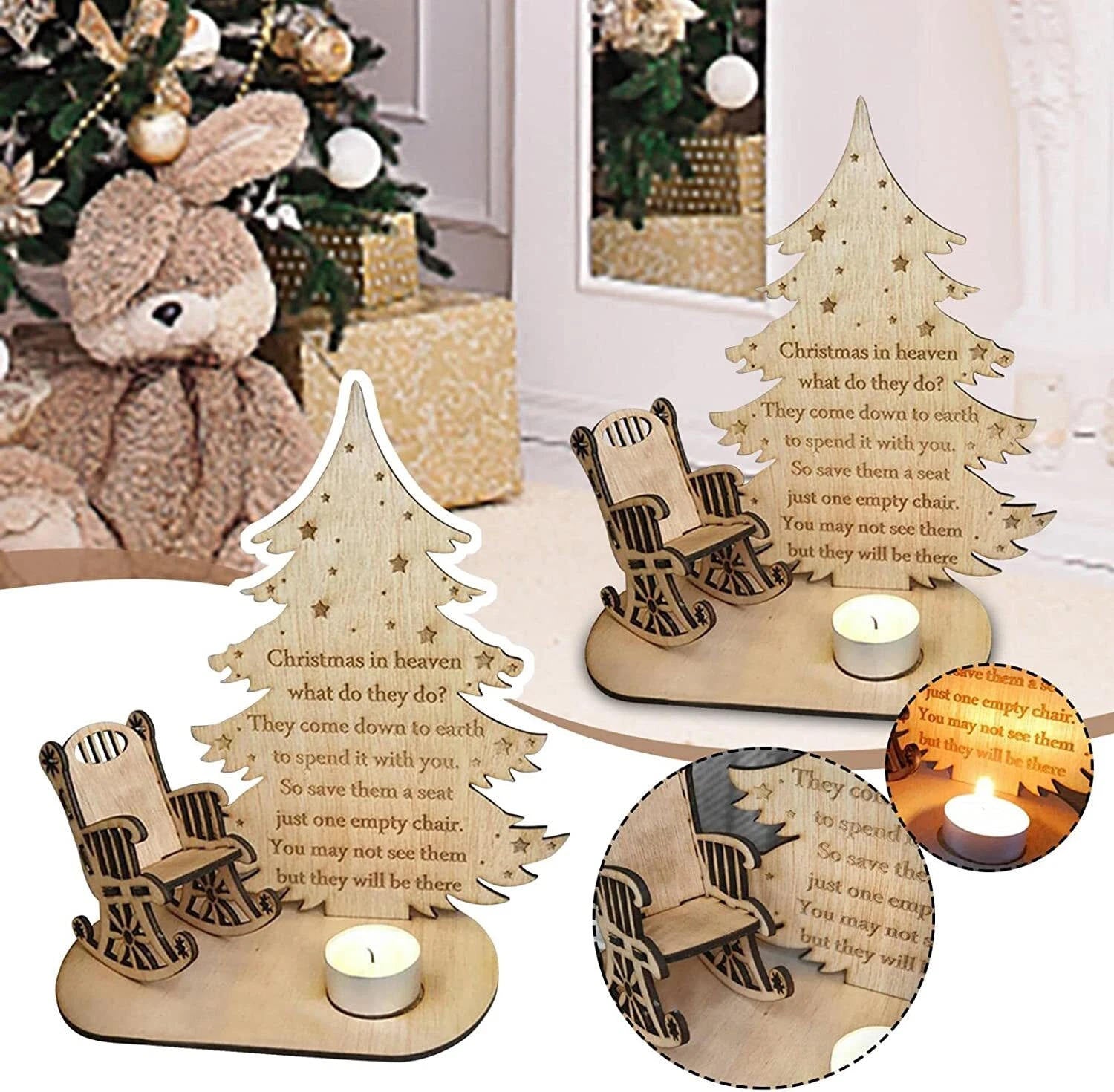 🎄 Wooden Tree Candle Holder Decor