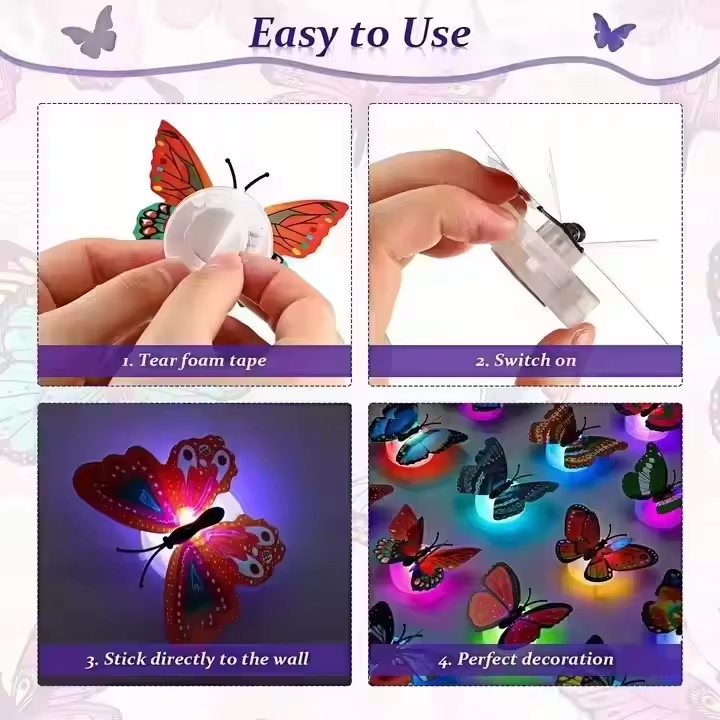 🦋 3D Color-Changing Butterfly LED Wall Light