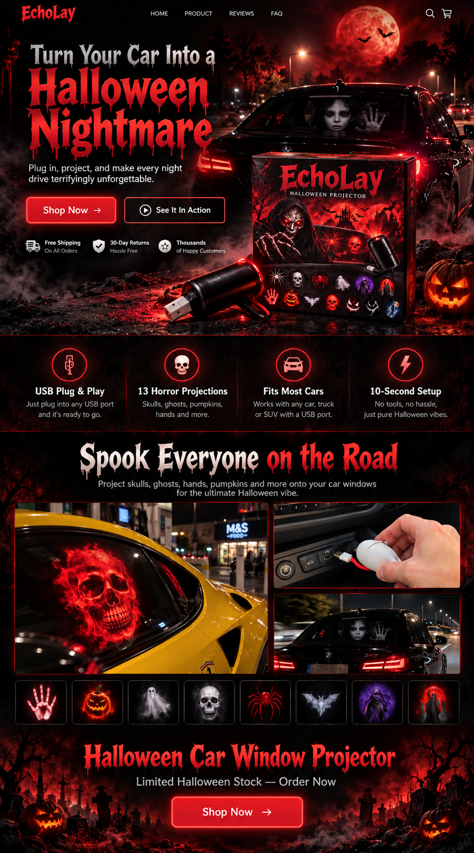 GhostDrive™ – Halloween Horror Car Window Projector