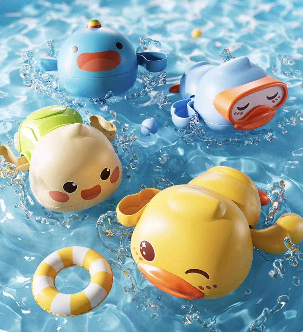 🛁 Cute Cartoon Swimming Bath Toys for Kids – Fun Water Play Set 🐥💦