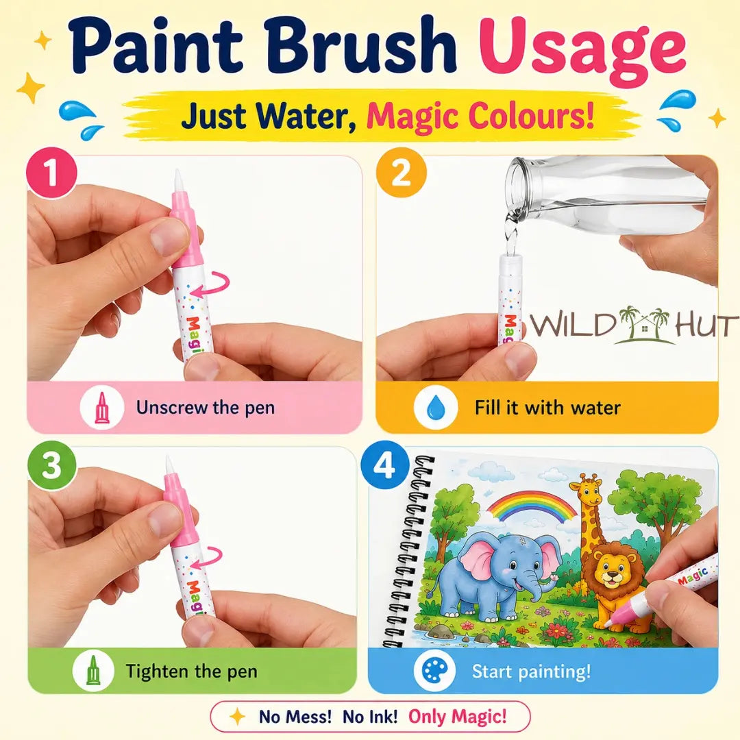 Magic Reusable Water Coloring Book - Less Screen Time, More Creative Play