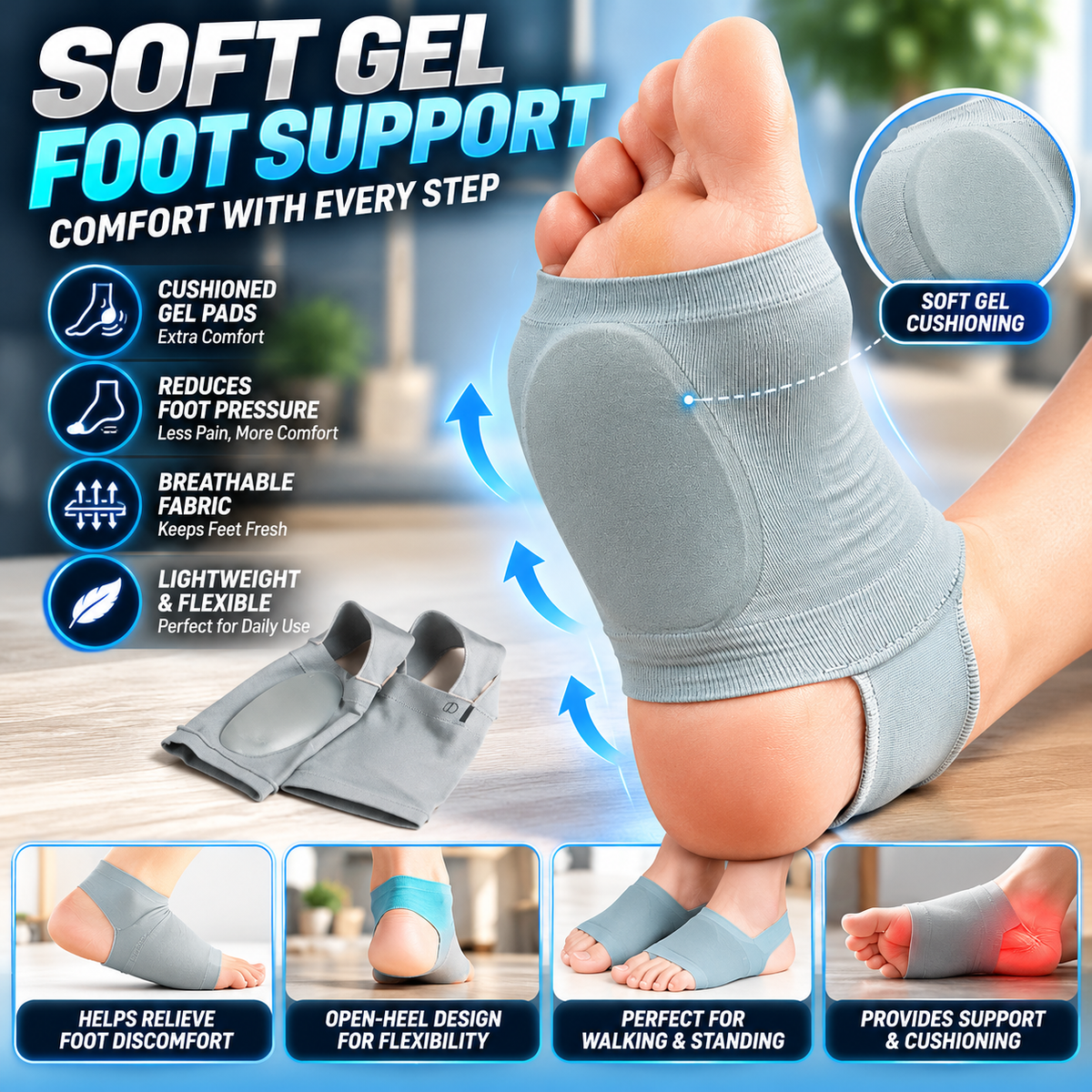 Soft Gel Heel & Foot Support Sleeves – Comfortable Cushioned Foot Pads