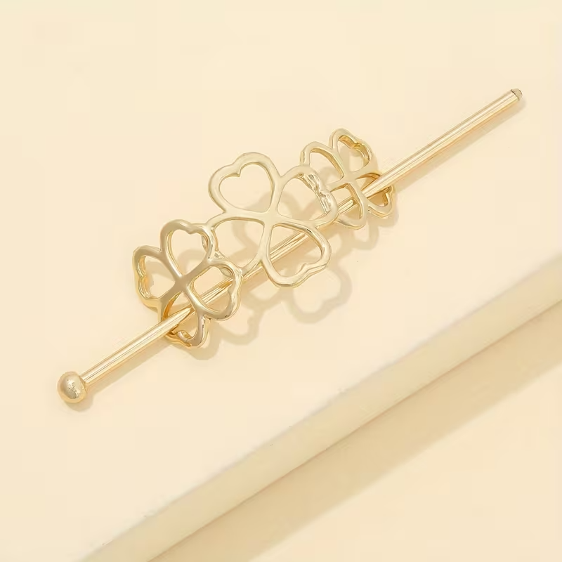 ✨ Korean Women Hair Clip – Gold Floral Design ✨